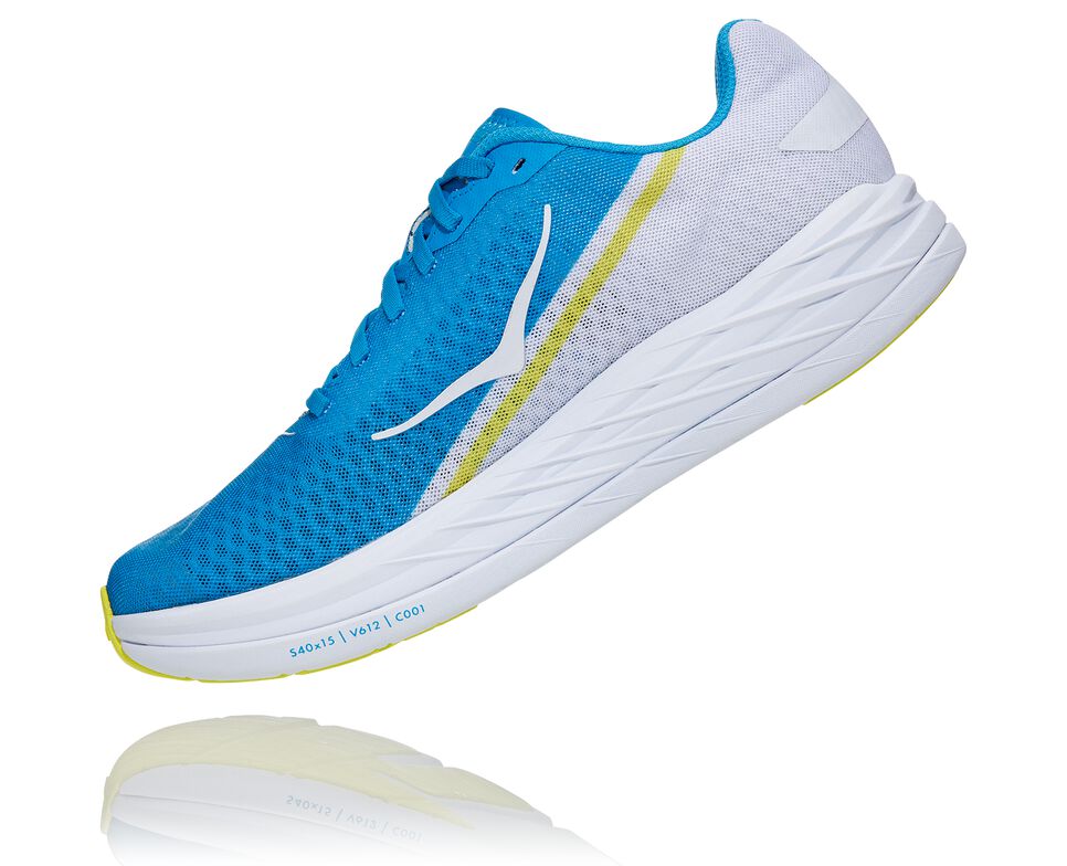 All Gender Hoka One One Rocket X Road Running Shoes White / Diva Blue | NMTXCF096