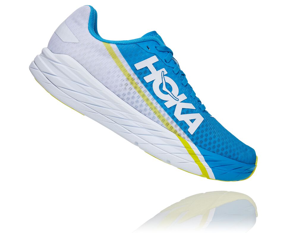 All Gender Hoka One One Rocket X Road Running Shoes White / Diva Blue | NMTXCF096