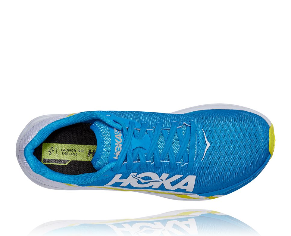 All Gender Hoka One One Rocket X Road Running Shoes White / Diva Blue | NMTXCF096