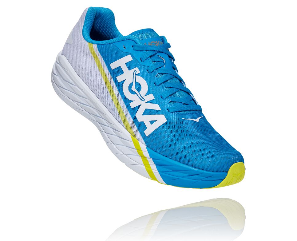 All Gender Hoka One One Rocket X Road Running Shoes White / Diva Blue | NMTXCF096