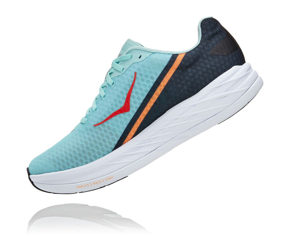 All Gender Hoka One One Rocket X Road Running Shoes Eggshell Blue / Black | PLOYTI319