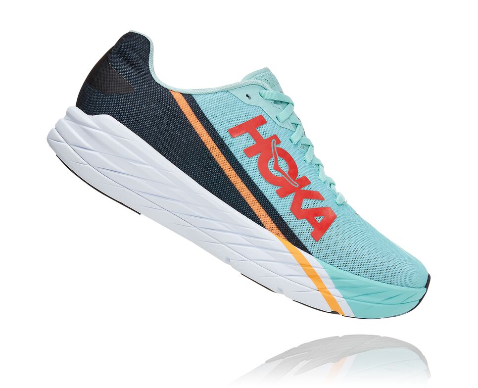 All Gender Hoka One One Rocket X Road Running Shoes Eggshell Blue / Black | PLOYTI319