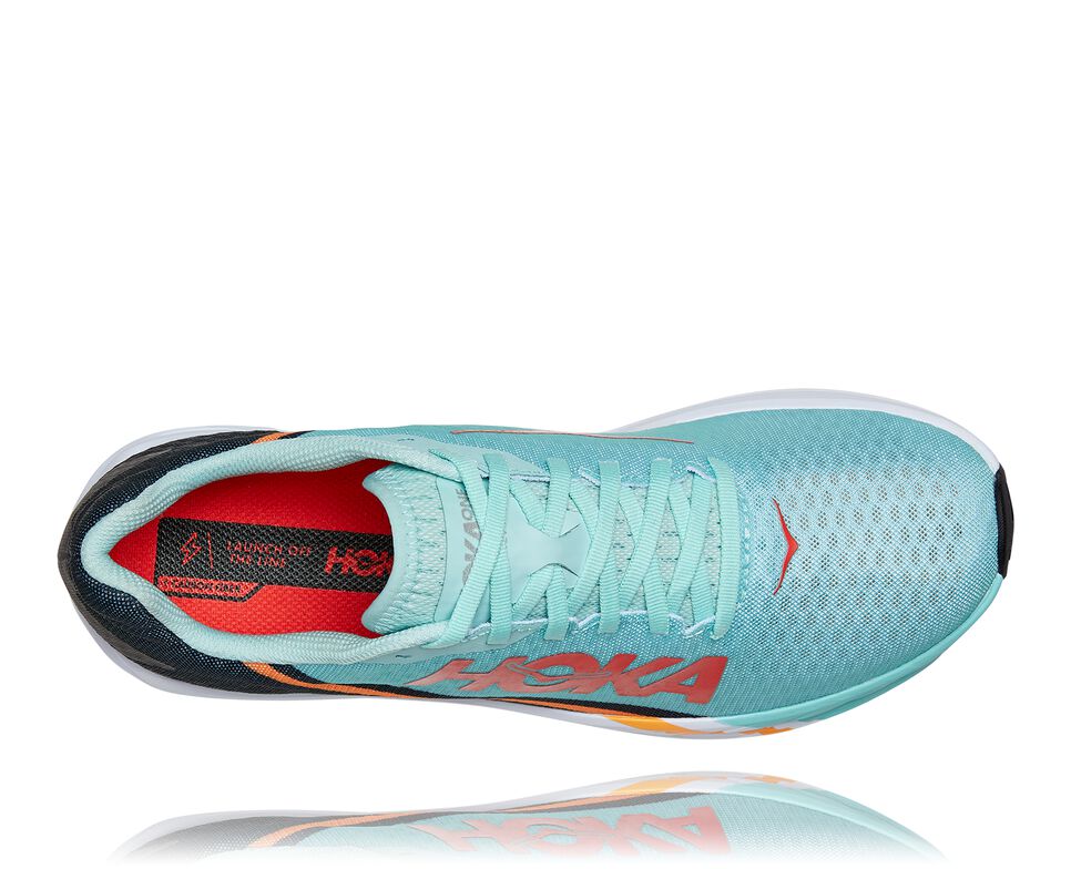 All Gender Hoka One One Rocket X Road Running Shoes Eggshell Blue / Black | PLOYTI319