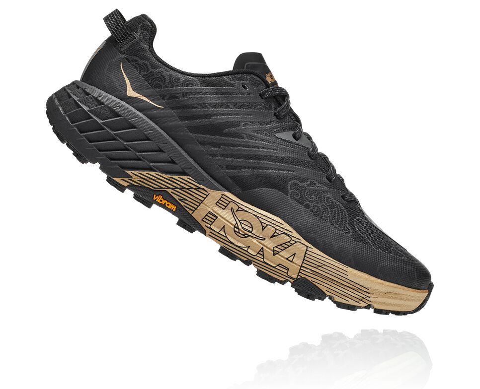 All Gender Hoka One One Speedgoat 4 CNY Trail Running Shoes Black / Gold | AXGHMC462