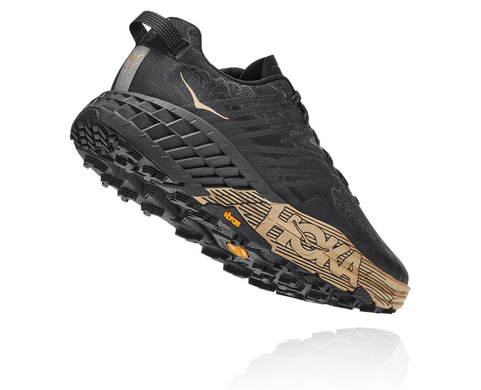 All Gender Hoka One One Speedgoat 4 CNY Trail Running Shoes Black / Gold | AXGHMC462