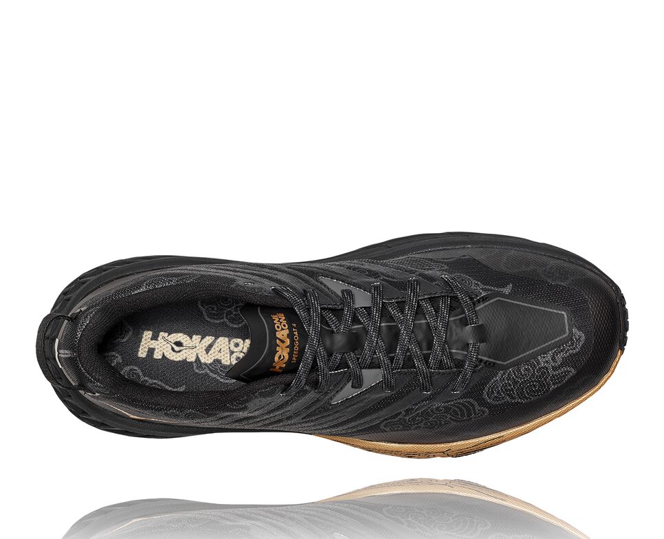 All Gender Hoka One One Speedgoat 4 CNY Trail Running Shoes Black / Gold | AXGHMC462