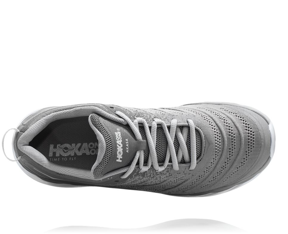 Men's Hoka One One Akasa Road Running Shoes Frost Gray /Silver Sconce | PATFDY937