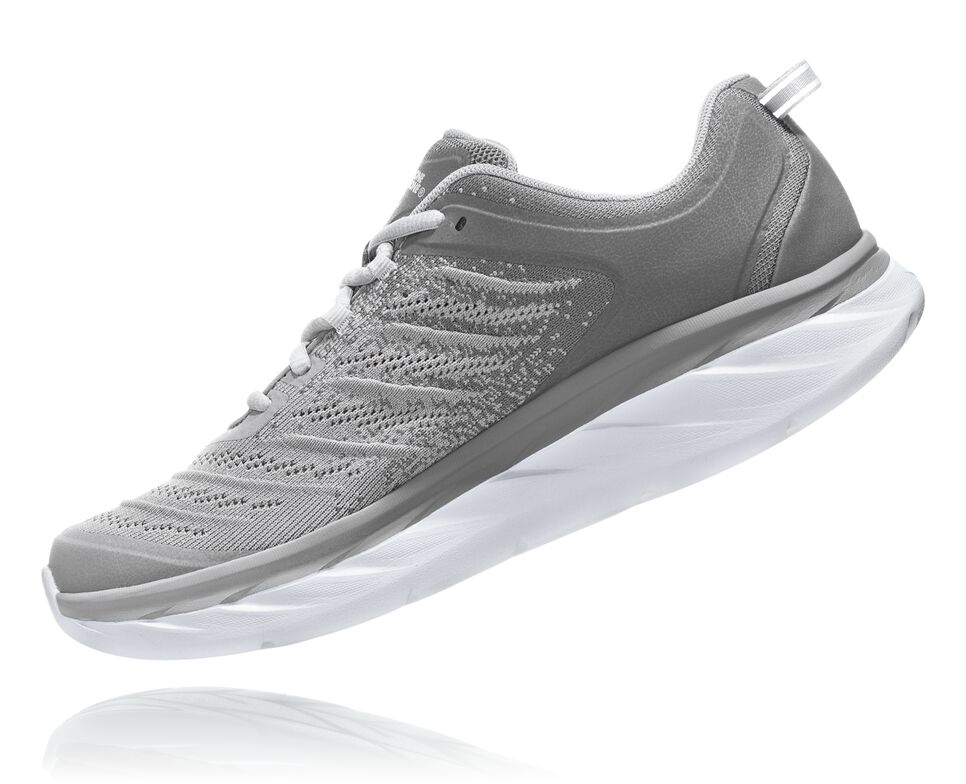 Men's Hoka One One Akasa Road Running Shoes Frost Gray /Silver Sconce | PATFDY937