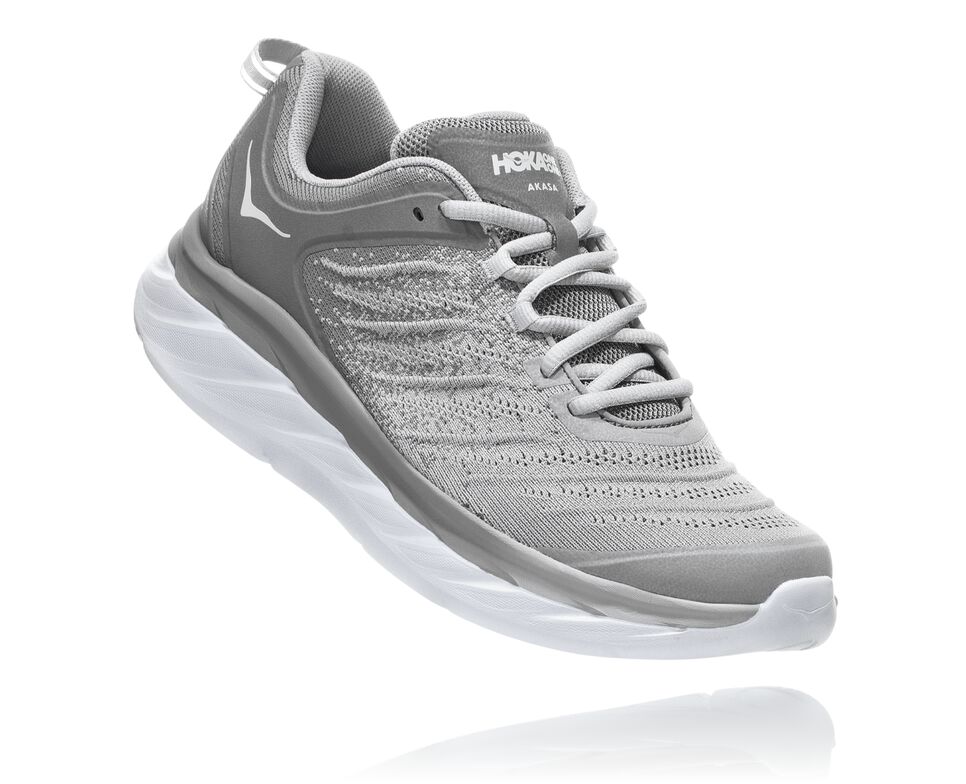 Men\'s Hoka One One Akasa Road Running Shoes Frost Gray /Silver Sconce | PATFDY937