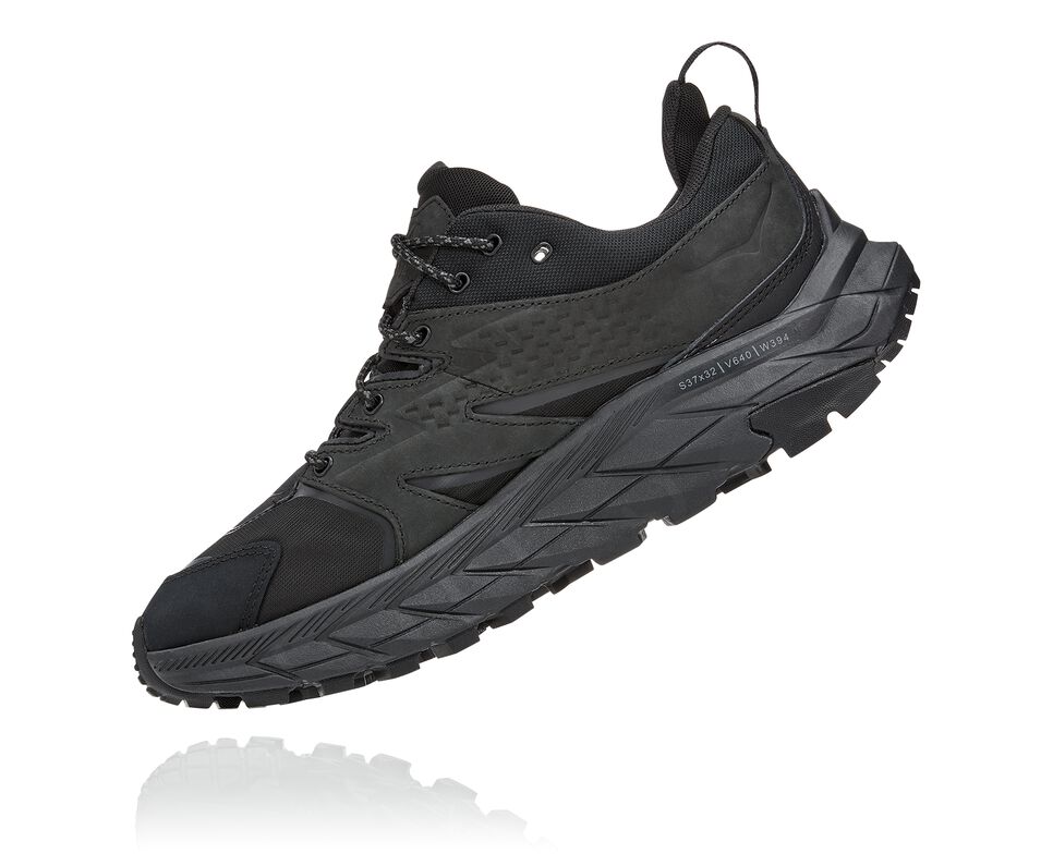 Men's Hoka One One Anacapa Low GORE-TEX Hiking Boots Black / Black | WYJQMA516