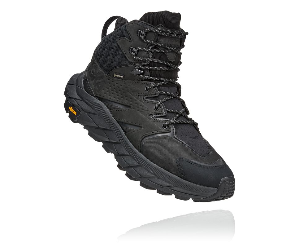 Men\'s Hoka One One Anacapa Mid GORE-TEX Hiking Boots Black / Black | ECZWFN290