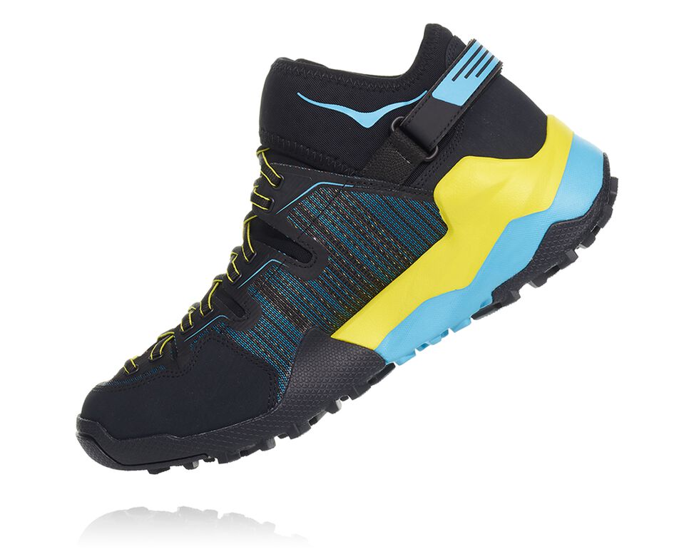 Men's Hoka One One Arkali Hiking Shoes Black / Cyan / Citrus | DYCKGU975