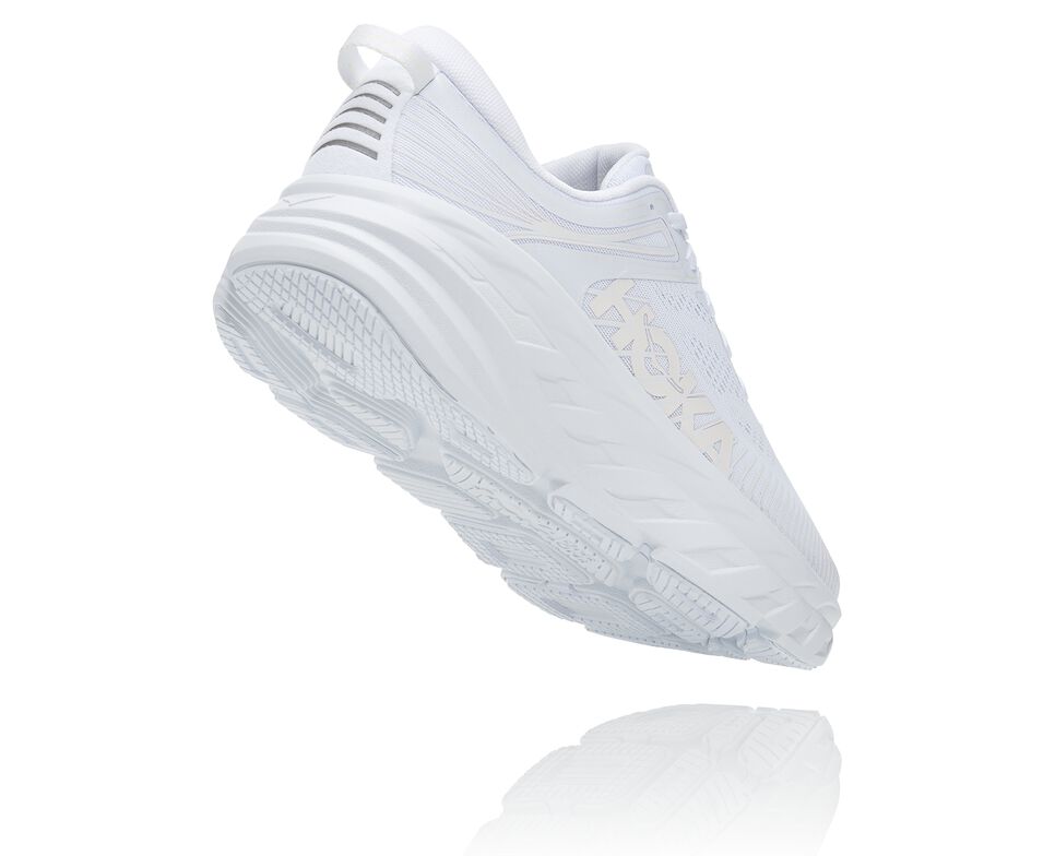 Men's Hoka One One Bondi 7 Road Running Shoes White / White | IVASGM367