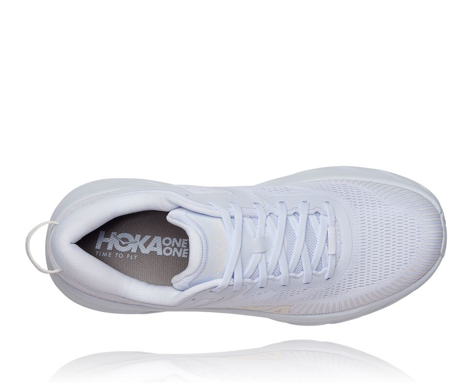 Men's Hoka One One Bondi 7 Road Running Shoes White / White | IVASGM367