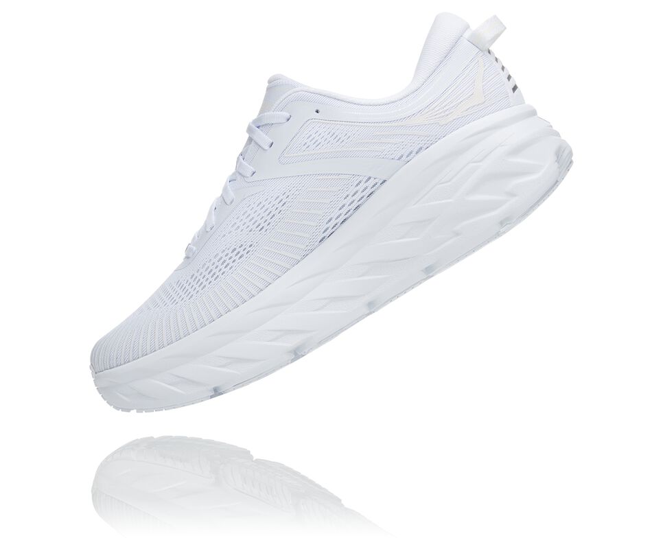 Men's Hoka One One Bondi 7 Road Running Shoes White / White | IVASGM367