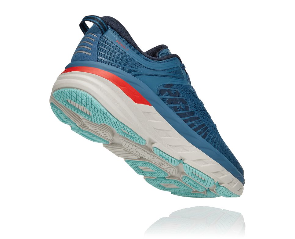 Men's Hoka One One Bondi 7 Road Running Shoes Real Teal / Outer Space | ORTBKN821