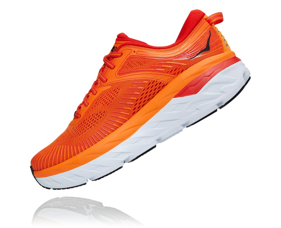 Men's Hoka One One Bondi 7 Road Running Shoes Persimmon Orange / Fiesta | TBIPMH017