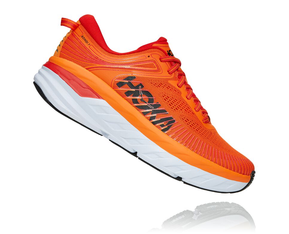 Men's Hoka One One Bondi 7 Road Running Shoes Persimmon Orange / Fiesta | TBIPMH017