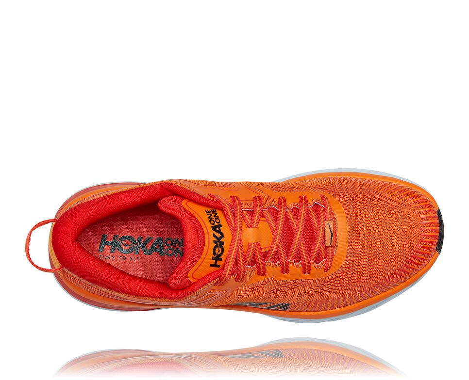 Men's Hoka One One Bondi 7 Road Running Shoes Persimmon Orange / Fiesta | TBIPMH017