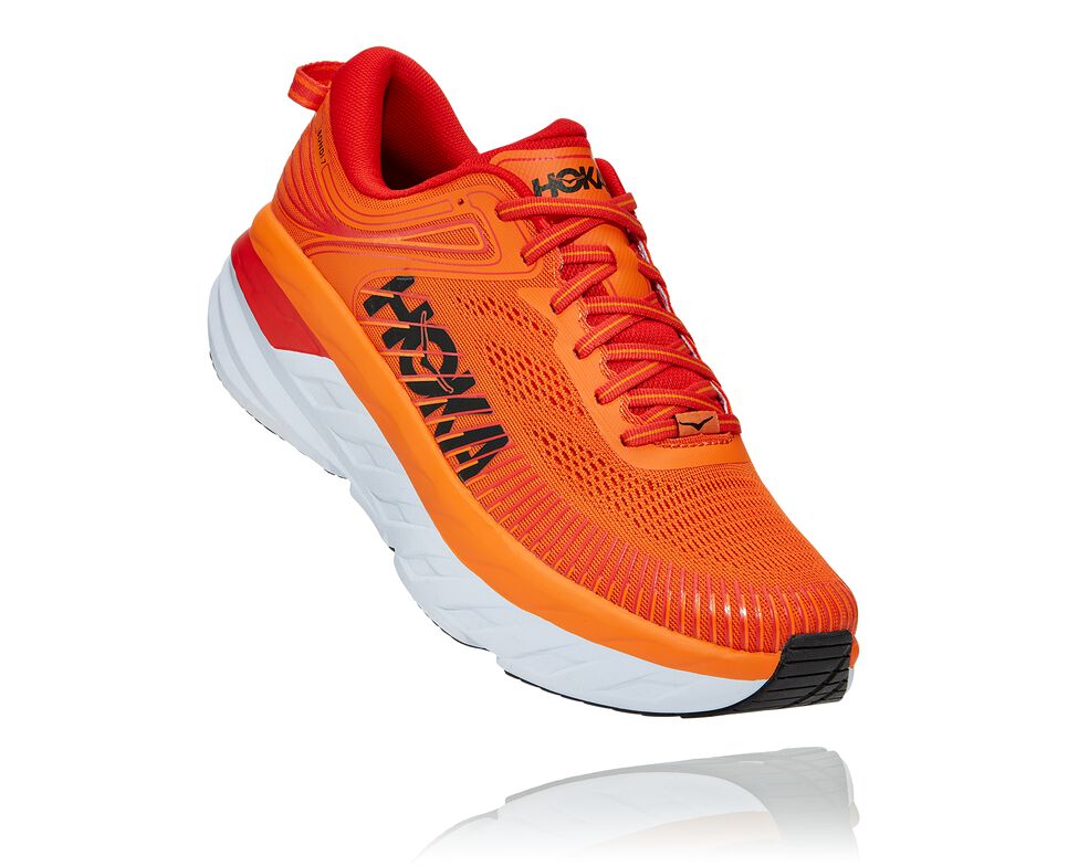 Men\'s Hoka One One Bondi 7 Road Running Shoes Persimmon Orange / Fiesta | TBIPMH017