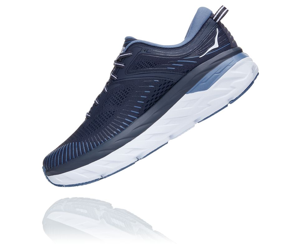 Men's Hoka One One Bondi 7 Road Running Shoes Ombre Blue / Provincial Blue | YBXSDG831