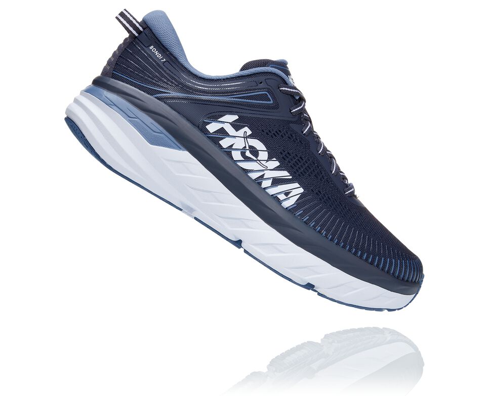 Men's Hoka One One Bondi 7 Road Running Shoes Ombre Blue / Provincial Blue | YBXSDG831