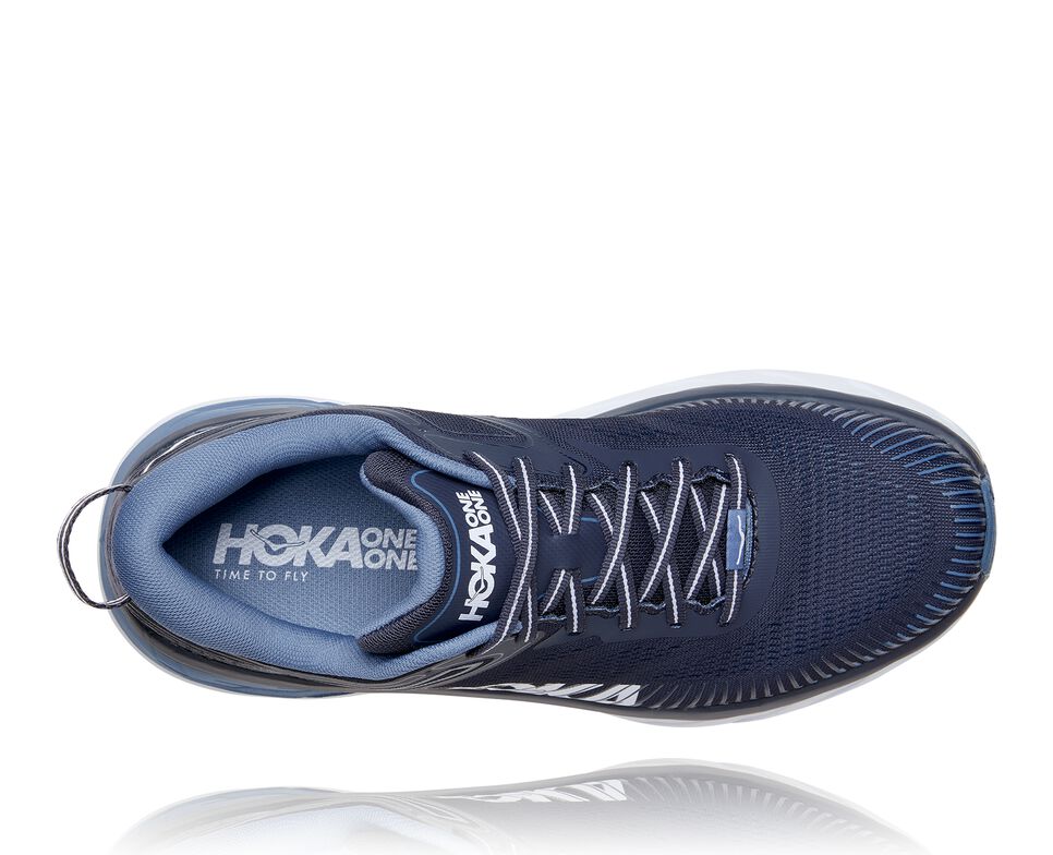 Men's Hoka One One Bondi 7 Road Running Shoes Ombre Blue / Provincial Blue | YBXSDG831