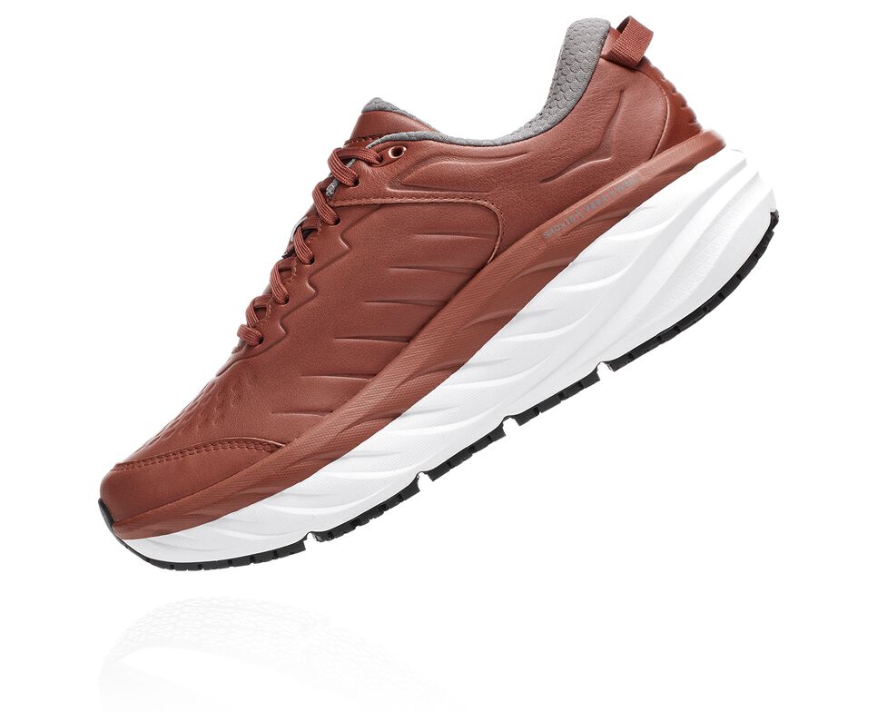 Men's Hoka One One Bondi Sr Road Running Shoes Brandy Brown / White | PVXIQU497