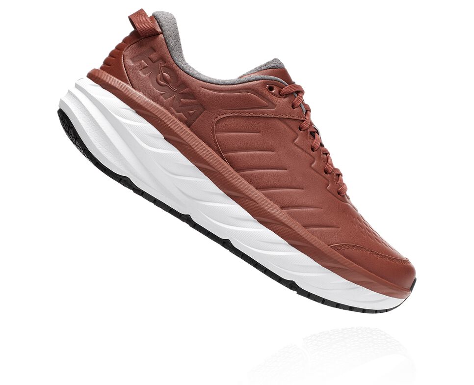 Men's Hoka One One Bondi Sr Road Running Shoes Brandy Brown / White | PVXIQU497