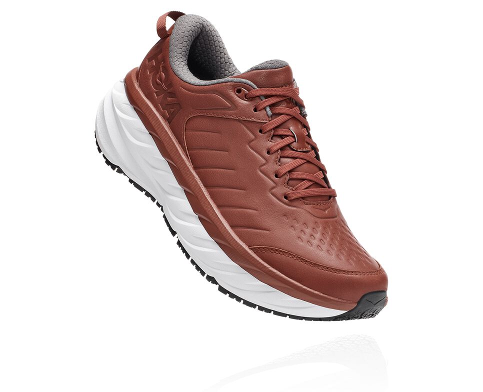 Men\'s Hoka One One Bondi Sr Road Running Shoes Brandy Brown / White | PVXIQU497