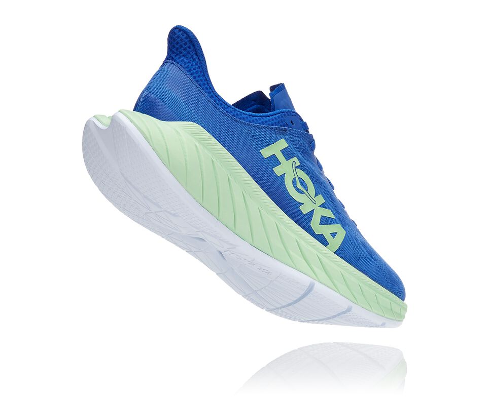 Men's Hoka One One Carbon X 2 Road Running Shoes Dazzling Blue / Green Ash | HYOKNW954