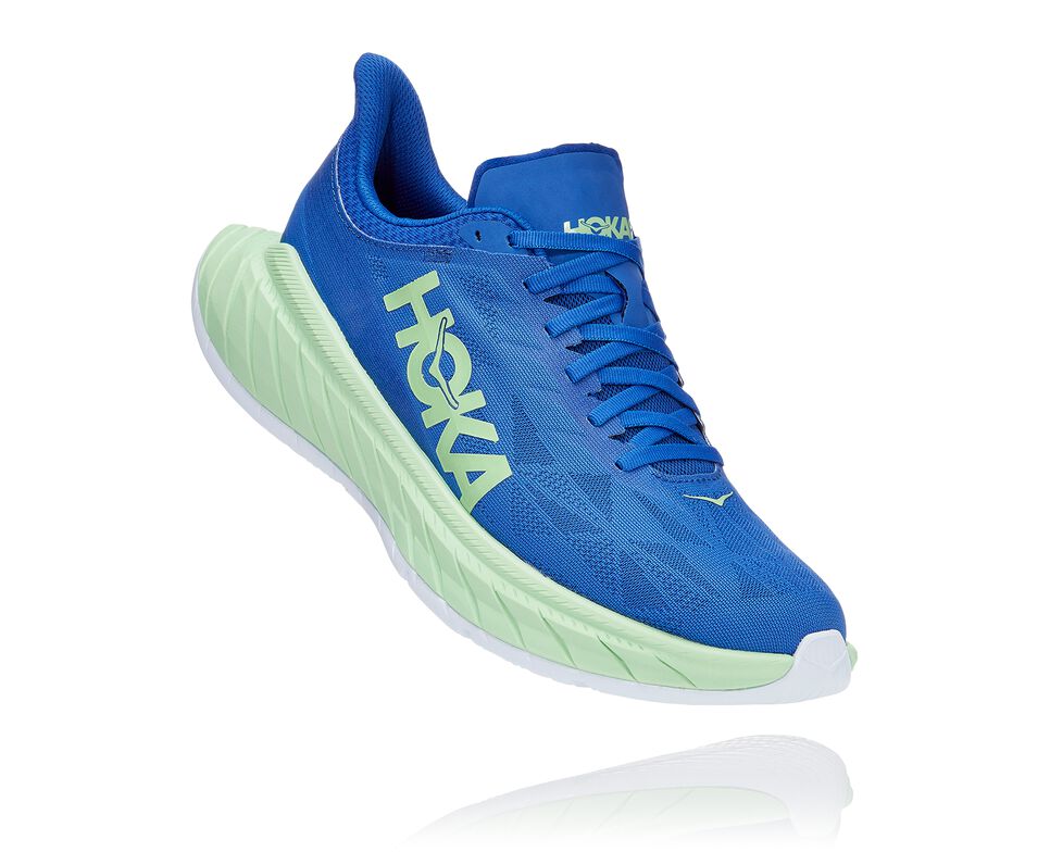 Men\'s Hoka One One Carbon X 2 Road Running Shoes Dazzling Blue / Green Ash | HYOKNW954