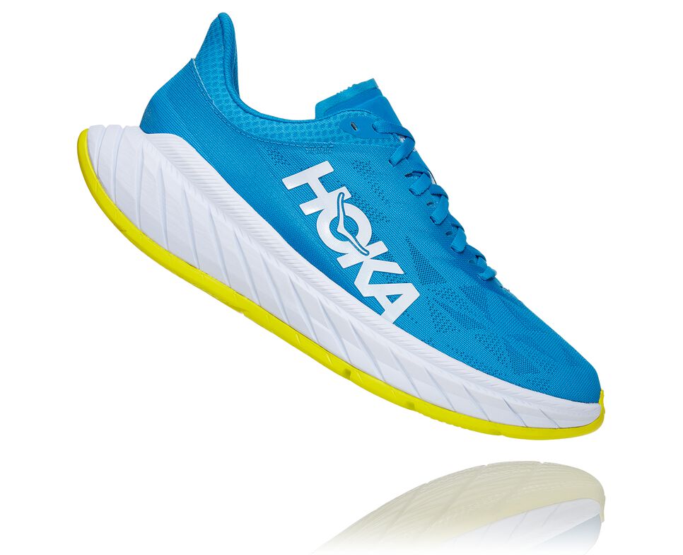 Men's Hoka One One Carbon X 2 Road Running Shoes Diva Blue / Citrus | VSGIEW724