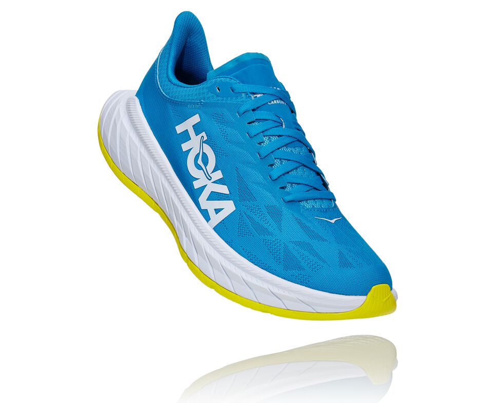 Men\'s Hoka One One Carbon X 2 Road Running Shoes Diva Blue / Citrus | VSGIEW724