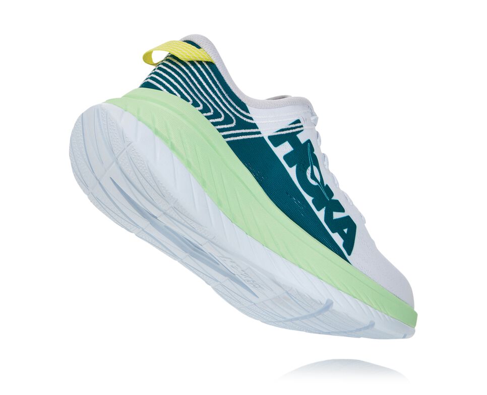 Men's Hoka One One Carbon X Road Running Shoes Green Ash / White | BIAKGW463