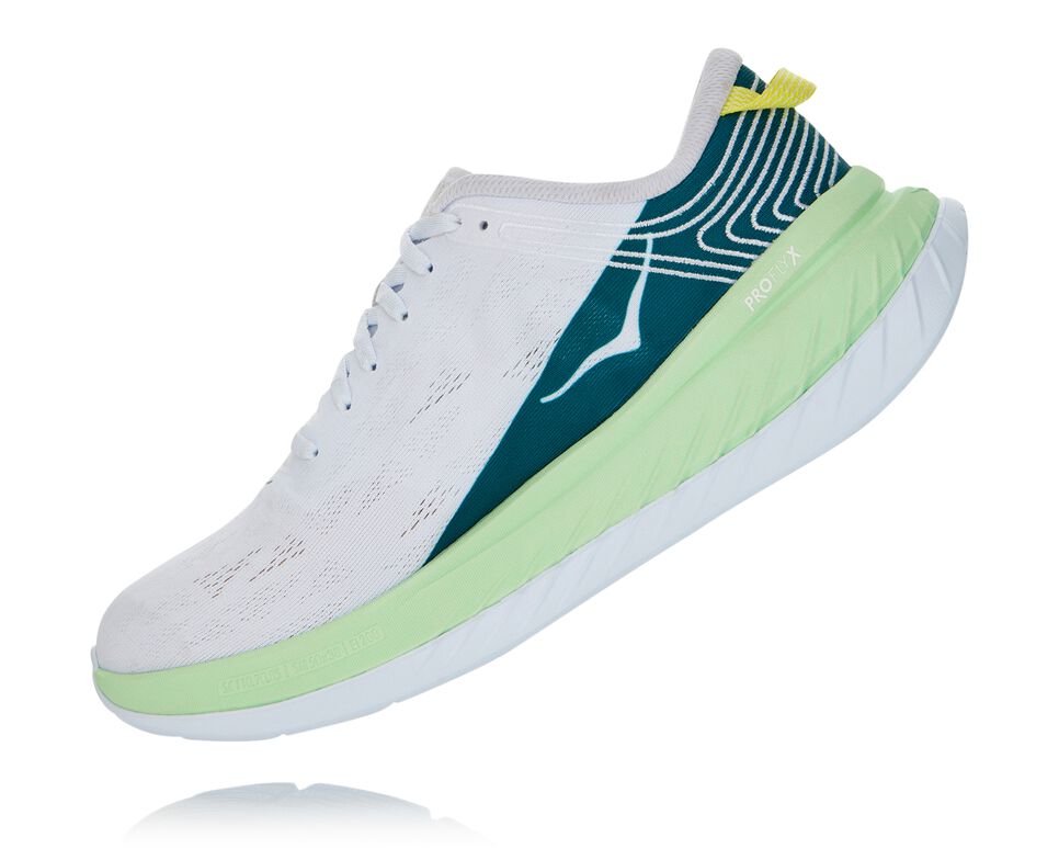 Men's Hoka One One Carbon X Road Running Shoes Green Ash / White | BIAKGW463