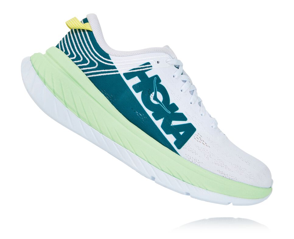 Men's Hoka One One Carbon X Road Running Shoes Green Ash / White | BIAKGW463