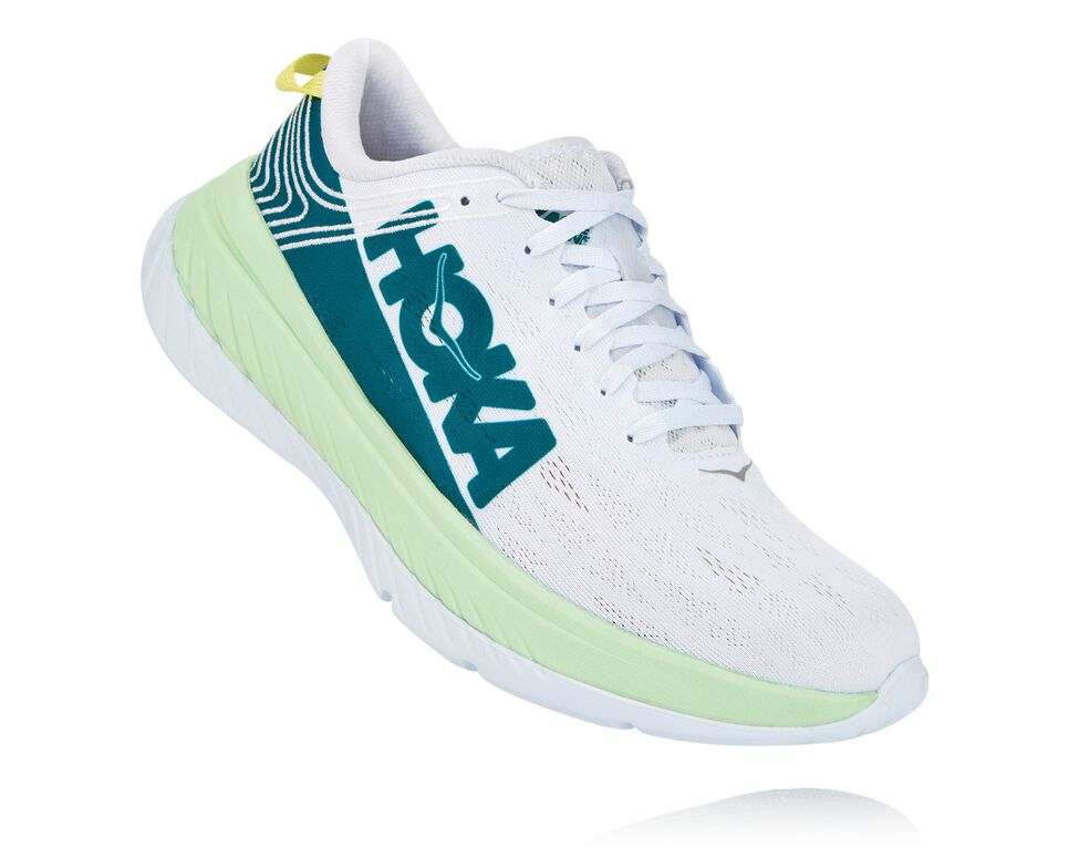 Men\'s Hoka One One Carbon X Road Running Shoes Green Ash / White | BIAKGW463