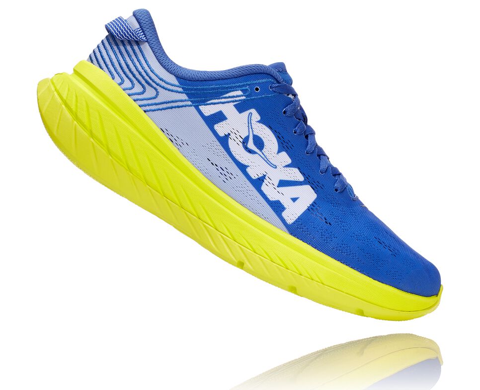 Men's Hoka One One Carbon X Road Running Shoes Amparo Blue / Evening Primrose | FWJLBD560