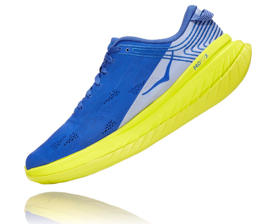 Men's Hoka One One Carbon X Road Running Shoes Amparo Blue / Evening Primrose | FWJLBD560