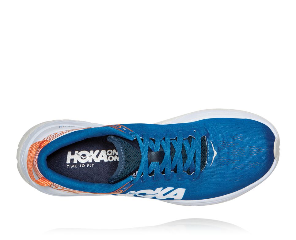 Men's Hoka One One Carbon X Road Running Shoes Imperial Blue / White | ZFJHYX912