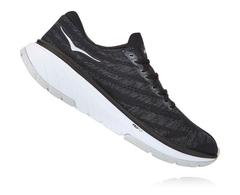 Men's Hoka One One Cavu 3 Road Running Shoes Black / White | HMLZKT186