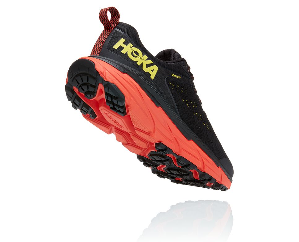 Men's Hoka One One Challenger ATR 6 GORE-TEX Trail Running Shoes Black / Green Sheen | WGBNOE213