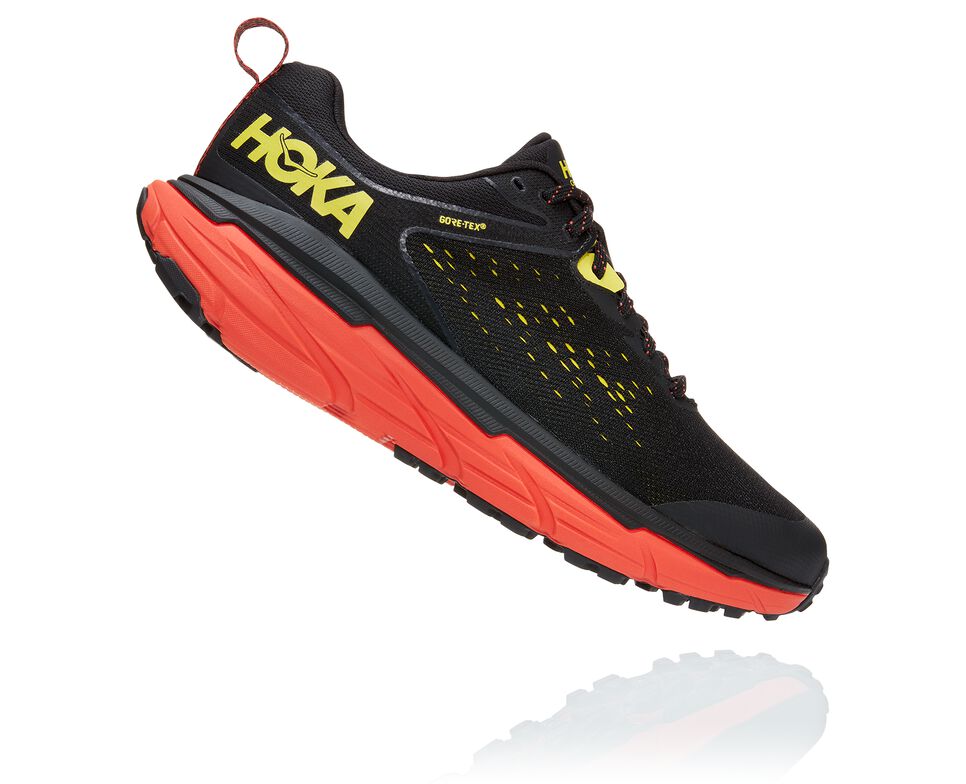 Men's Hoka One One Challenger ATR 6 GORE-TEX Trail Running Shoes Black / Green Sheen | WGBNOE213