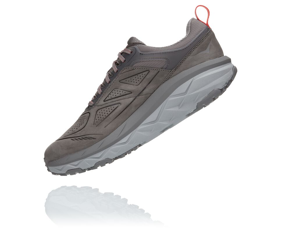 Men's Hoka One One Challenger Low GORE-TEX Trail Running Shoes Charcoal Gray / Fiesta | PIVJOC195