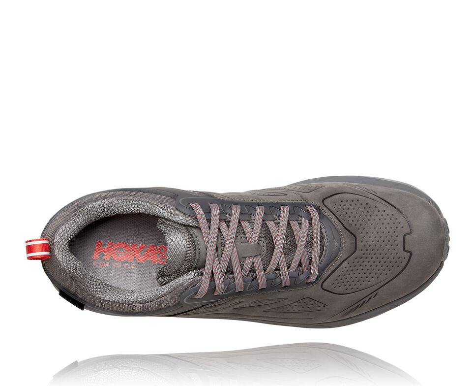 Men's Hoka One One Challenger Low GORE-TEX Trail Running Shoes Charcoal Gray / Fiesta | PIVJOC195