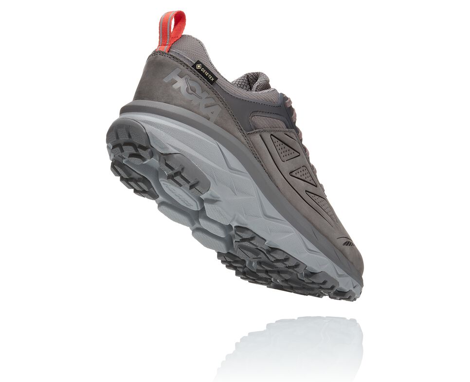 Men's Hoka One One Challenger Low GORE-TEX Trail Running Shoes Charcoal Gray / Fiesta | PIVJOC195