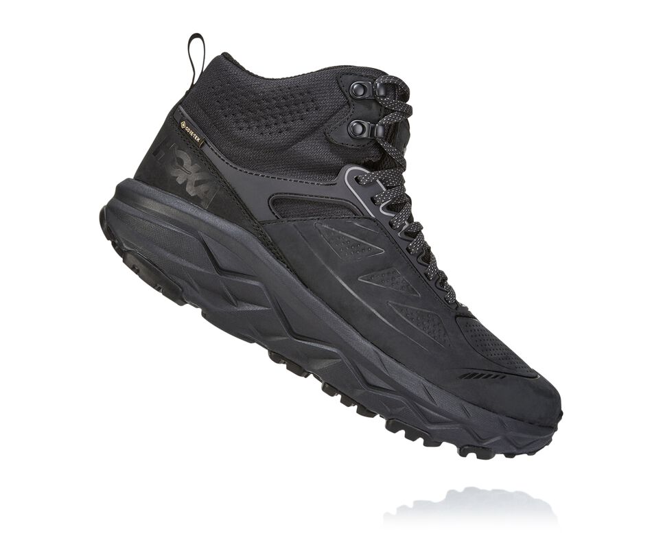 Men's Hoka One One Challenger Mid GORE-TEX Walking Shoes Black | WLXIUE609