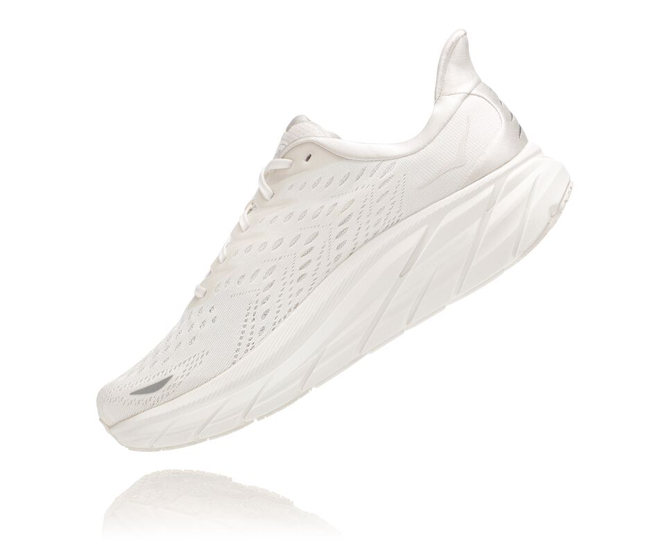 Men's Hoka One One Clifton 8 Road Running Shoes White / White | GFRMVJ267