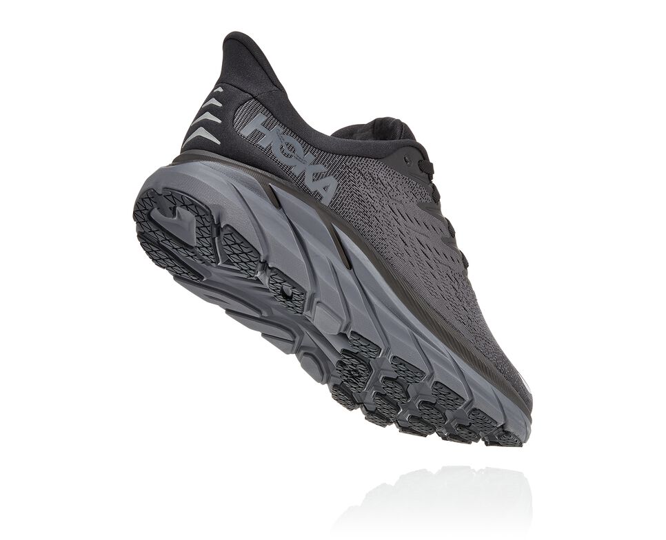 Men's Hoka One One Clifton 8 Road Running Shoes Black / Black | HPDEFB127